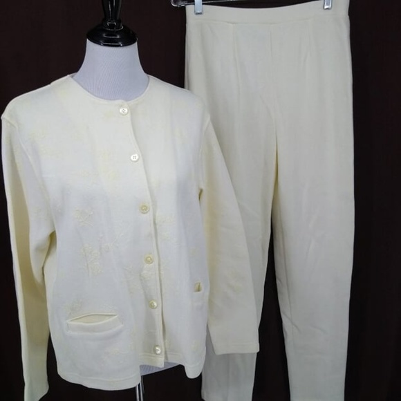 Jones New York Pants - New Jones New York Large 2pc Ivory Lounge Pant Set